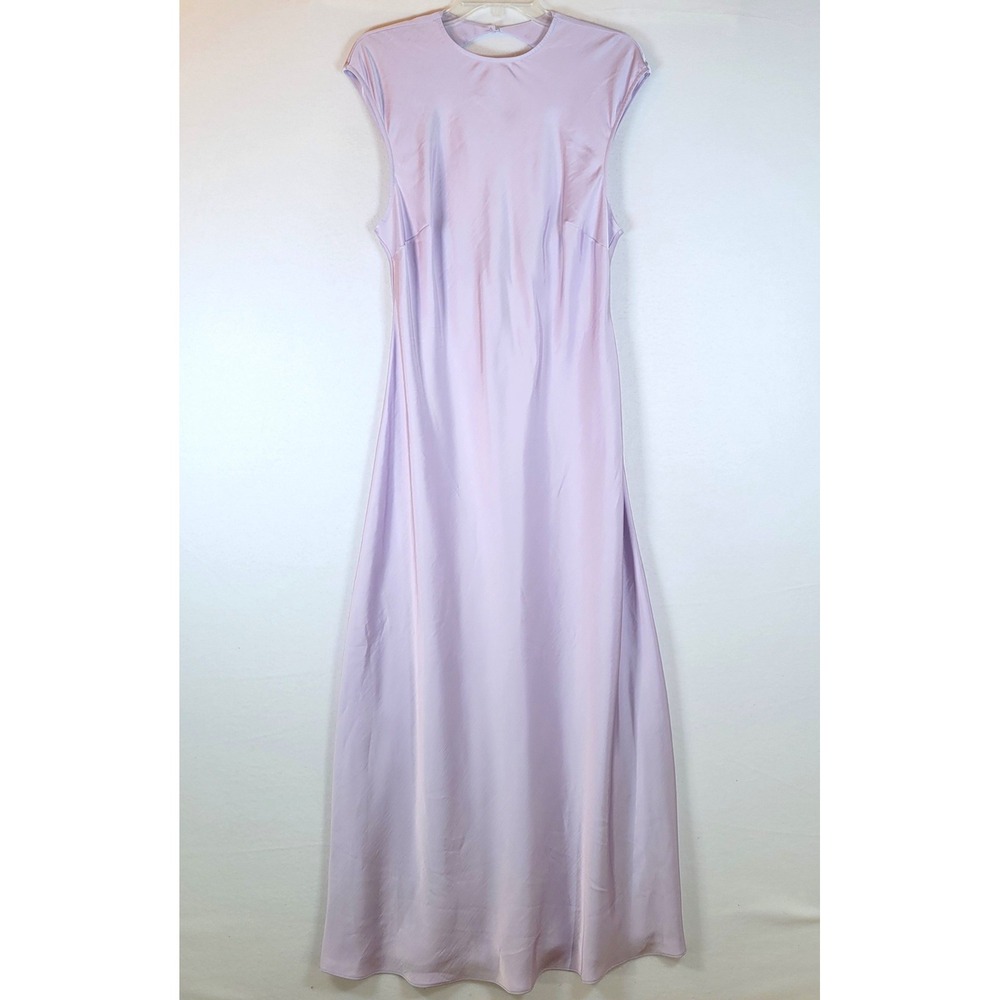 Bardot Women Peggy Maxi Dress Satin Open Back Cap Sleeve Size 10 Purple